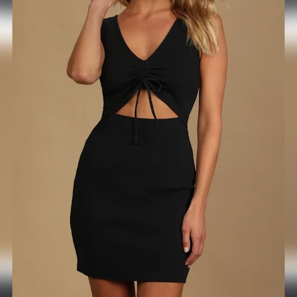 Lulus Black Ribbed Mini Dress - Picture 6 of 7